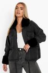 boohoo Plus Detachable Faux Fur Trim Denim Jacket thumbnail 1