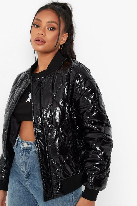 boohoo Petite High Shine Quilted Bomber Jacket 1