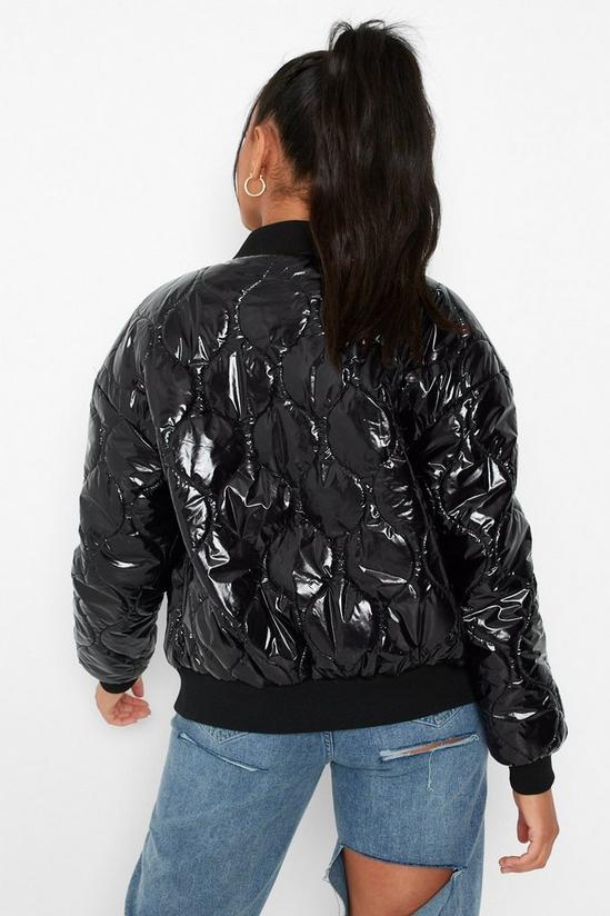 boohoo Petite High Shine Quilted Bomber Jacket 2