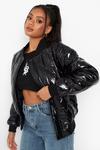 boohoo Petite High Shine Quilted Bomber Jacket thumbnail 3