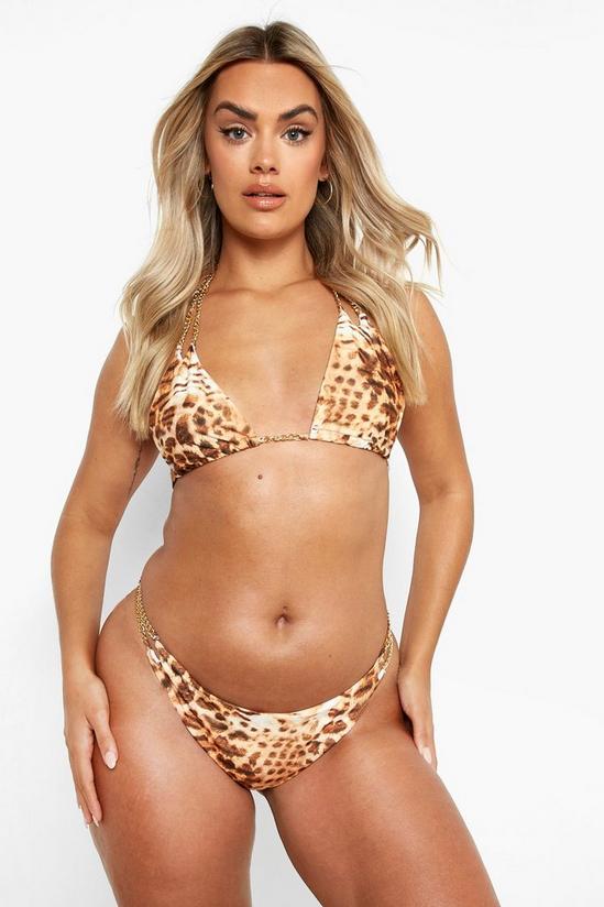 boohoo Plus Chain Strap Leopard Bikini 1