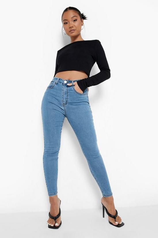 boohoo Petite Lace Back Shaper Skinny Jeans 1