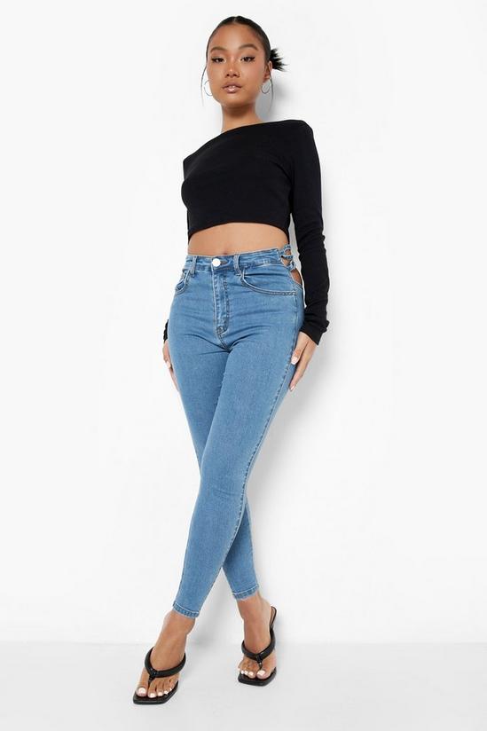 boohoo Petite Lace Back Shaper Skinny Jeans 3