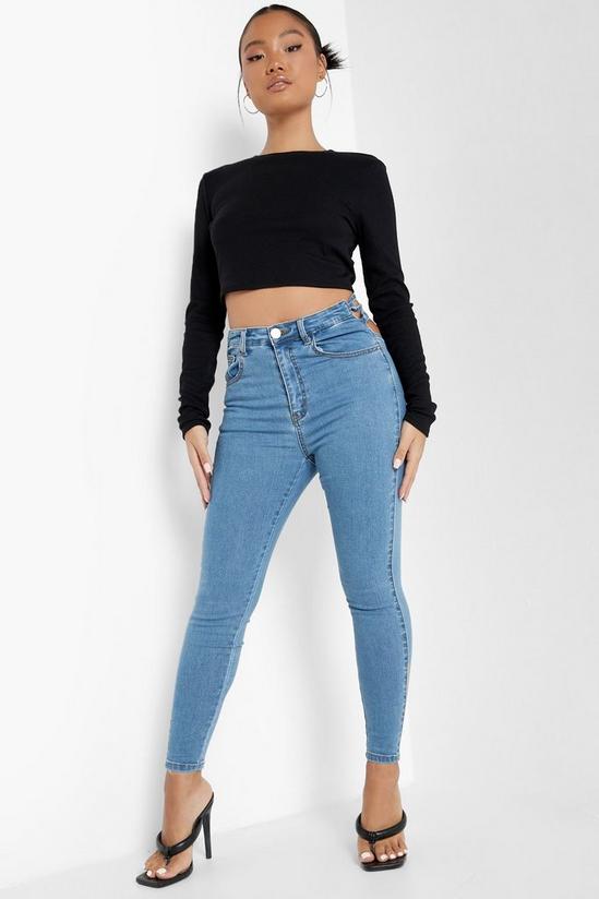 boohoo Petite Lace Back Shaper Skinny Jeans 4