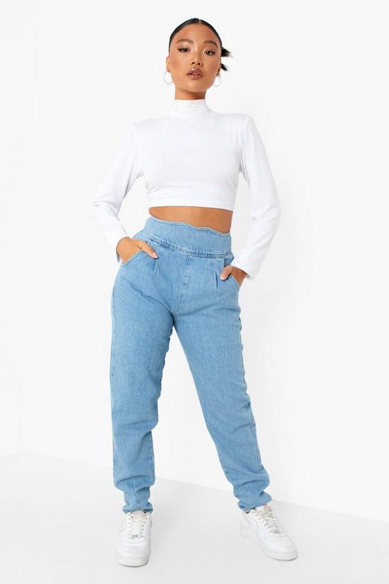 boohoo Petite Super High Waist Corset Mom Jeans 4