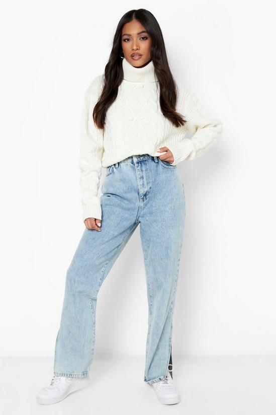 boohoo Petite Cable Pom Pom Roll Neck Crop Jumper 3