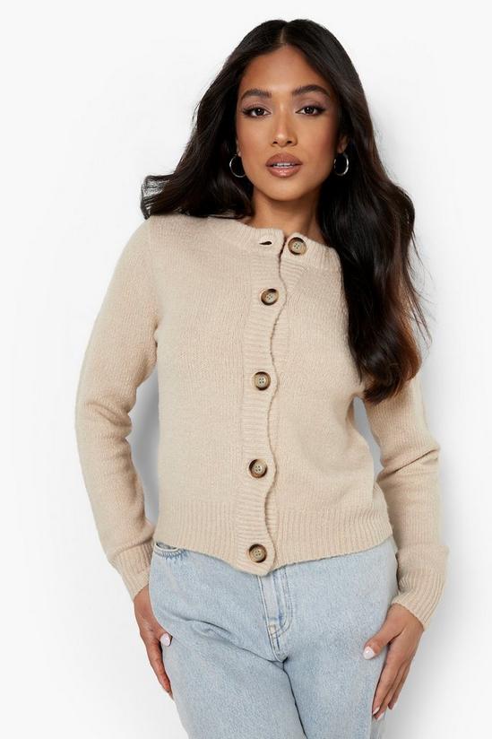 boohoo Petite Knitted Button Detail Cardigan 1