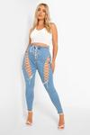 boohoo Plus Extreme Lace Up Skinny Jeans thumbnail 3