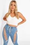 boohoo Plus Extreme Lace Up Skinny Jeans thumbnail 4