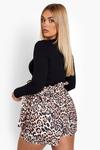 boohoo Plus Leopard Paper Bag Belted Shorts thumbnail 2