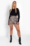 boohoo Plus Leopard Paper Bag Belted Shorts thumbnail 3