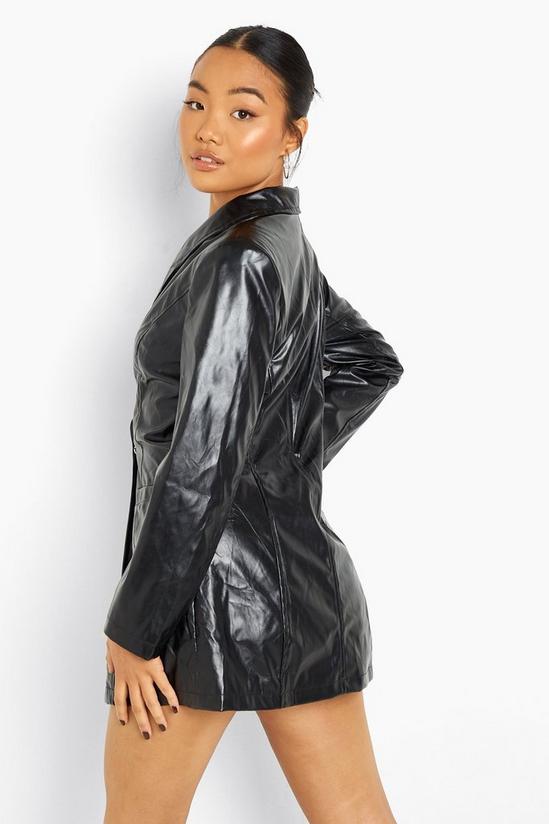 boohoo Petite Faux Leather Wrap Blazer Dress 2