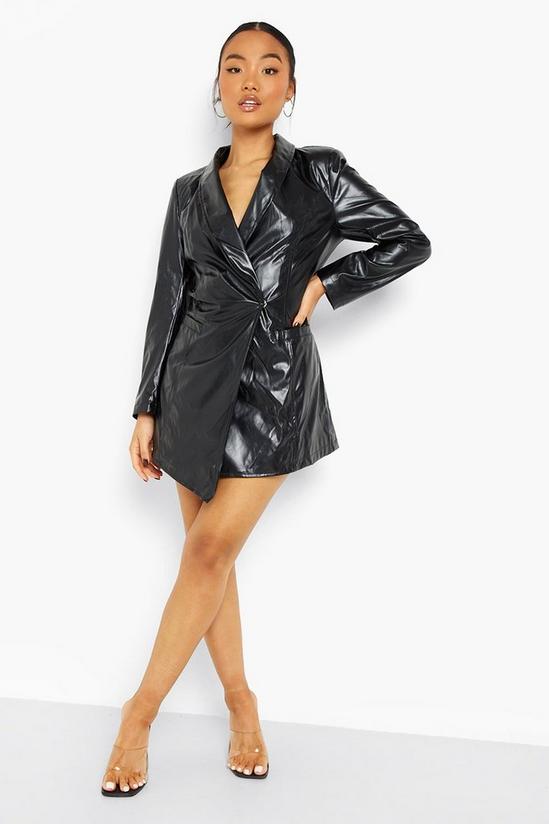 boohoo Petite Faux Leather Wrap Blazer Dress 3