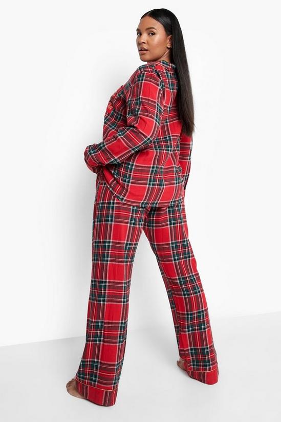 boohoo Plus Christmas Naughty List Slogan Tartan Check Shirt and Trousers Pyjama Set 2