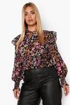 boohoo Plus Floral Ruffle Tie Front Blouse thumbnail 4