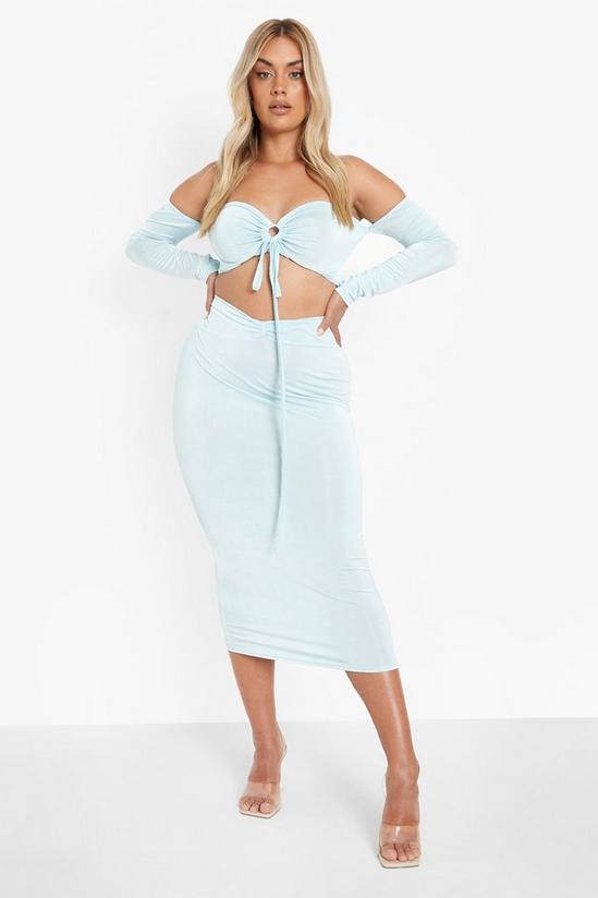boohoo Plus Ruched Detail Maxi Skirt Co-ord 3