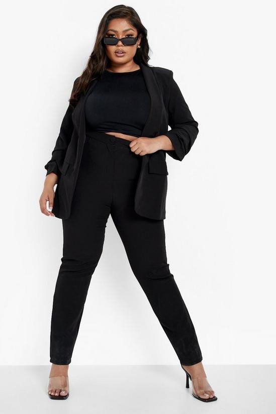 boohoo Plus Tailored Ruched Sleeve Trouser Suit 1