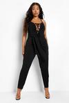 boohoo Plus Lace Up Detail Belted Jumpsuit thumbnail 3
