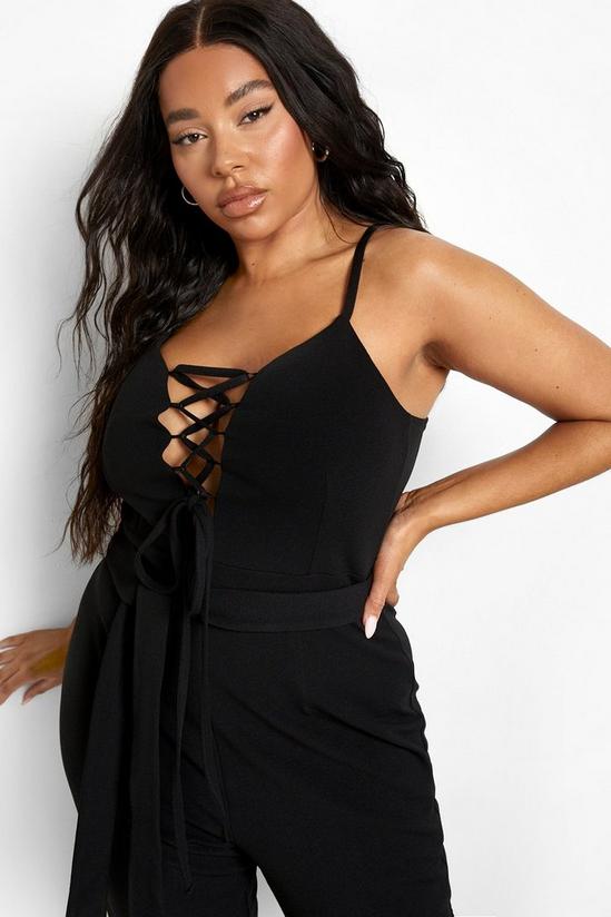 boohoo Plus Lace Up Detail Belted Jumpsuit 4
