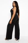 boohoo Plus Slinky Cut Out Belted Jumpsuit thumbnail 2