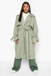 boohoo Plus Tie Sleeve Ruched Trench Coat thumbnail 1