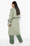 boohoo Plus Tie Sleeve Ruched Trench Coat thumbnail 2