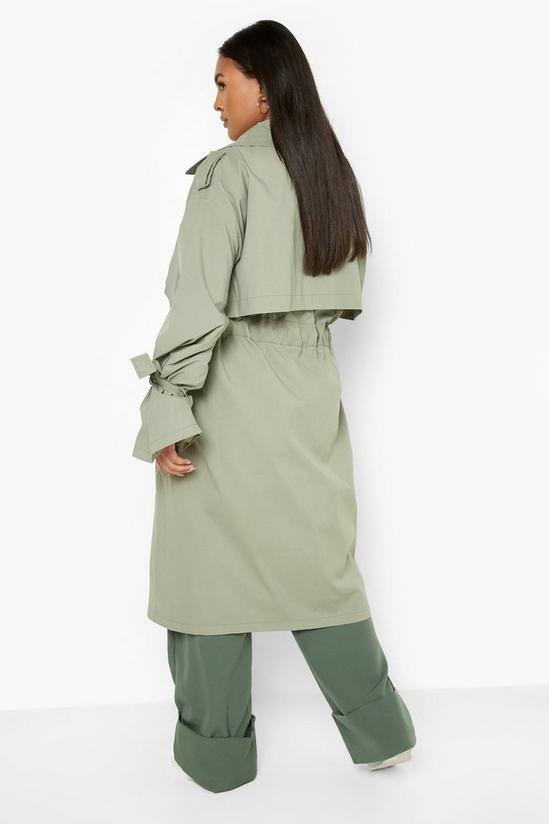 boohoo Plus Tie Sleeve Ruched Trench Coat 2