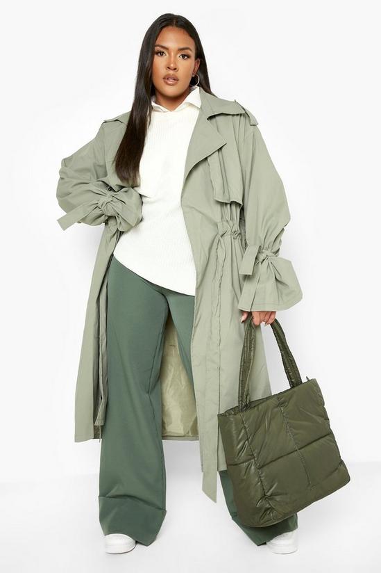 boohoo Plus Tie Sleeve Ruched Trench Coat 3