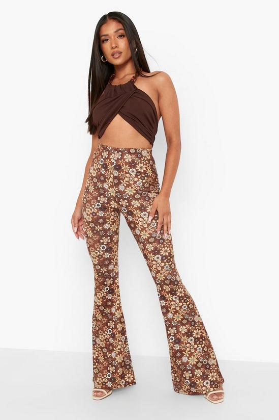 boohoo Petite 70's Floral Print Jersey Flare 1