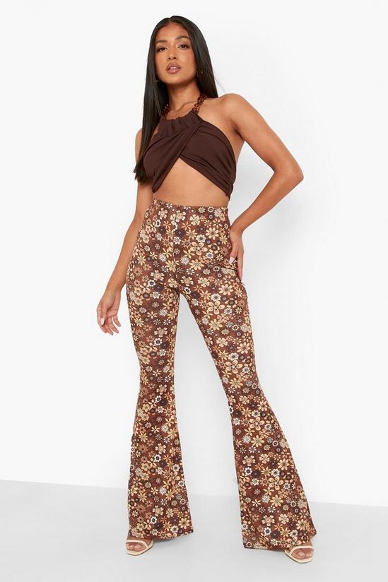 boohoo Petite 70's Floral Print Jersey Flare 3
