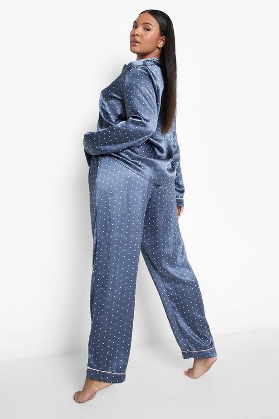 boohoo Plus Contrast Piping Spots Pyjama Trouser Set 2