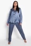 boohoo Plus Contrast Piping Spots Pyjama Trouser Set thumbnail 3