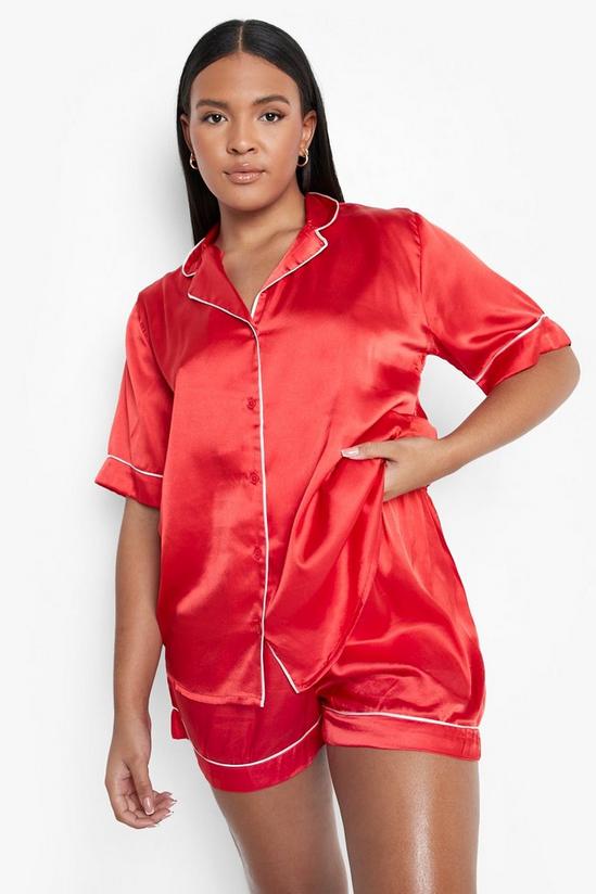 boohoo Plus Contrast Piping Pyjama Shorts Set 1