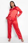boohoo Plus Contrast Piping Pyjama Trouser Set thumbnail 1