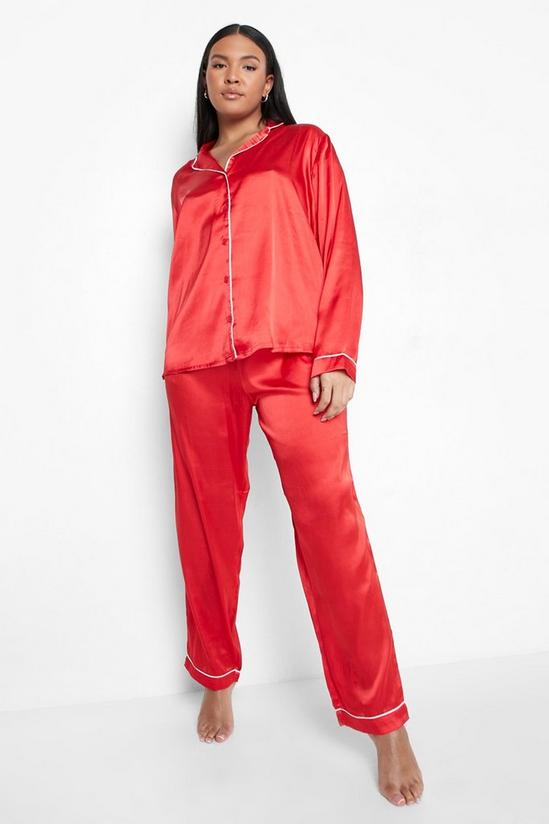 boohoo Plus Contrast Piping Pyjama Trouser Set 3