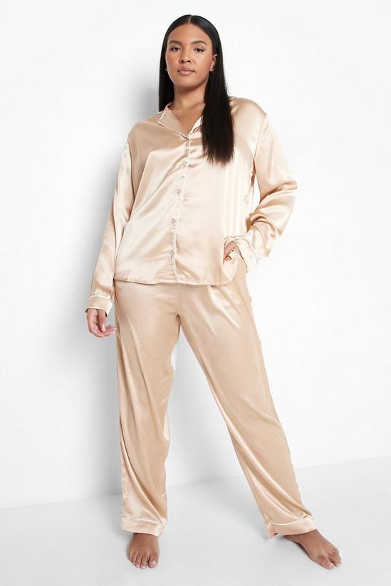 boohoo Plus Contrast Piping Pyjama Trouser Set 1