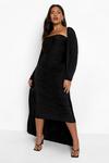 boohoo Plus Ruched Bandeau Dress And Maxi Duster thumbnail 1