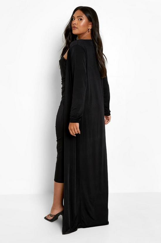 boohoo Plus Ruched Bandeau Dress And Maxi Duster 2