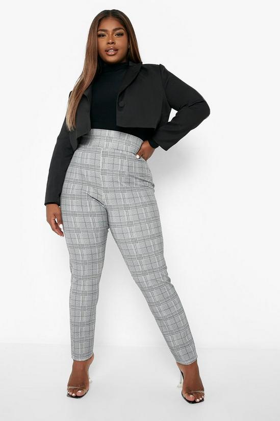 boohoo Plus High Waisted Slim Checked Trousers 4
