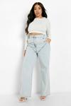 boohoo Plus Wrap Front Panelled Slouch Jeans thumbnail 1