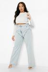 boohoo Plus Wrap Front Panelled Slouch Jeans thumbnail 3