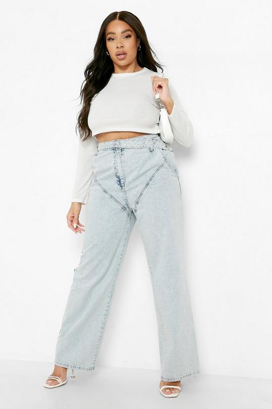 boohoo Plus Wrap Front Panelled Slouch Jeans 3