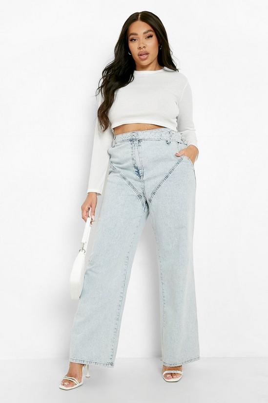 boohoo Plus Wrap Front Panelled Slouch Jeans 4