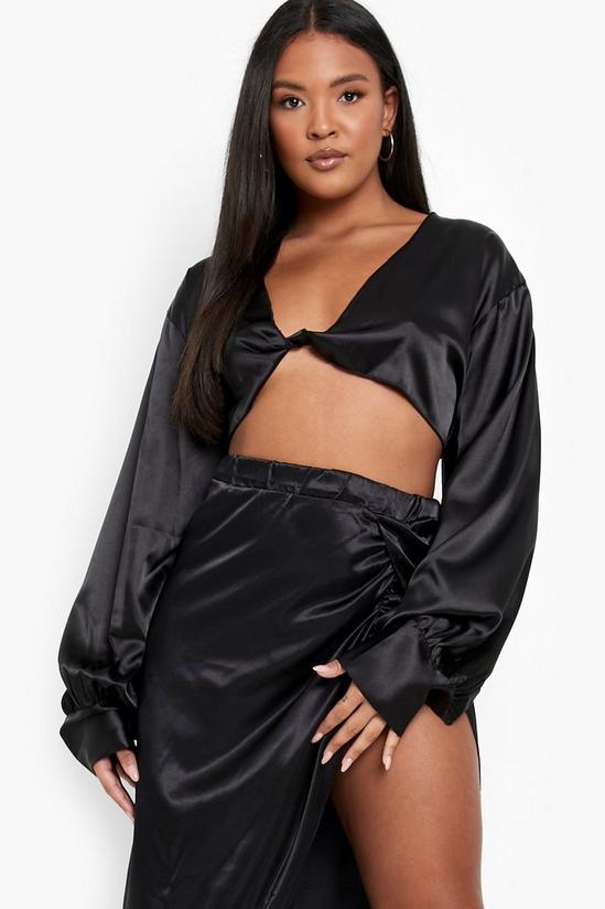 boohoo Plus Knot Front Satin Skirt Co -Ord 4