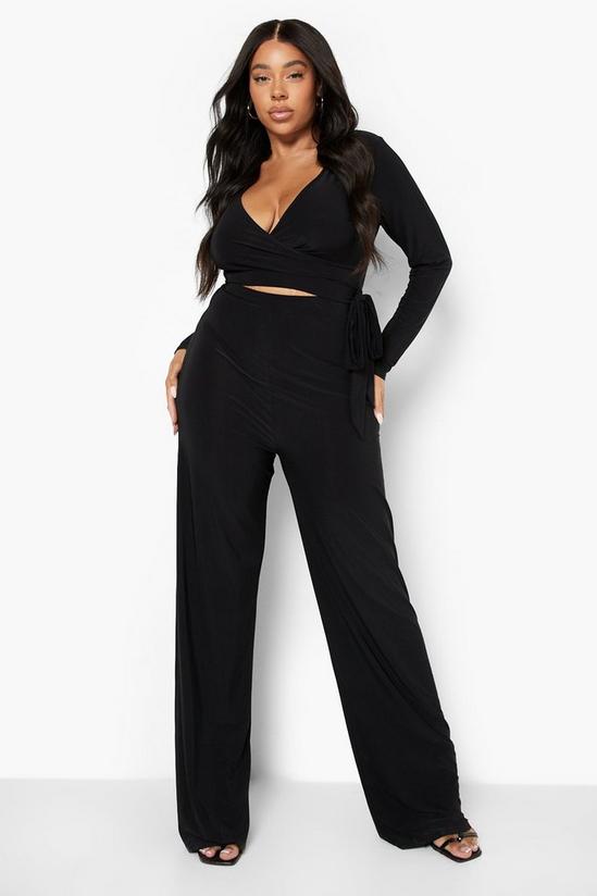 boohoo Plus Slinky Wrap Top And Trouser Co-ord 1