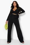 boohoo Plus Slinky Wrap Top And Trouser Co-ord thumbnail 3