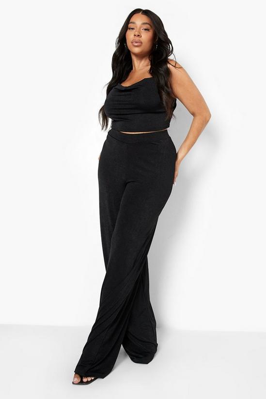boohoo Plus Slinky Cowl Neck And Trouser Co Ord 1