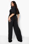 boohoo Plus Slinky Top And Wide Leg Trouser Co Ord thumbnail 2