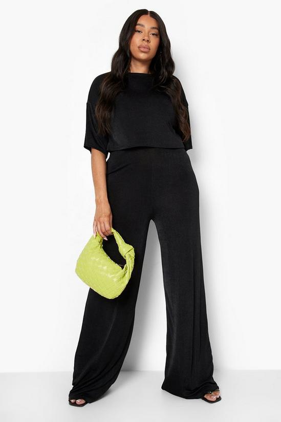 boohoo Plus Slinky Top And Wide Leg Trouser Co Ord 3