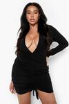 boohoo Plus Plunge Ruched Bodycon Dress thumbnail 3